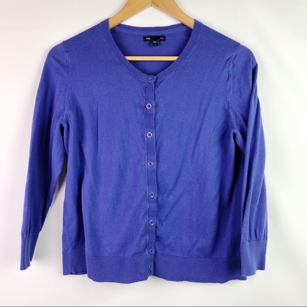 🛍BOGO GAP 3/4 Sleeve, Periwinkle, Cardigan SZ L
